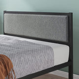 Manila Metal Platform Bed Frame with Upholstered Headboard