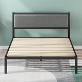 Manila Metal Platform Bed Frame with Upholstered Headboard